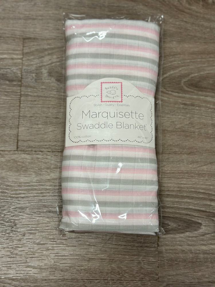 Pink/gray/white stripe swaddle blanket
