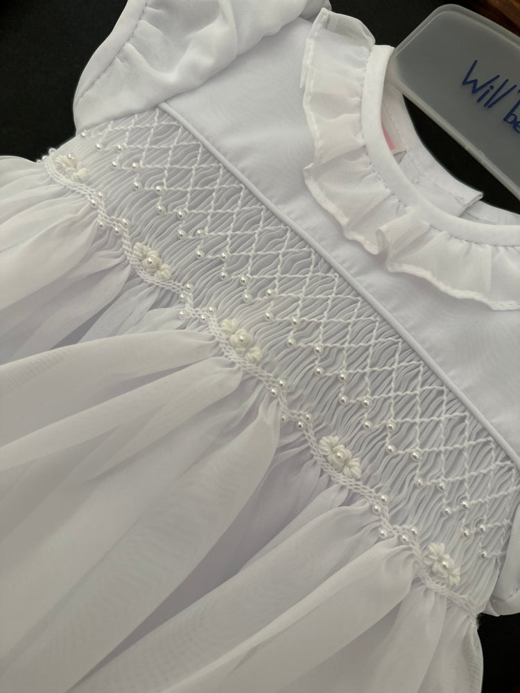 White organza christening gown