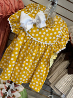 Gold/white polka dot dress